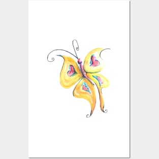 yellow butterflies Posters and Art